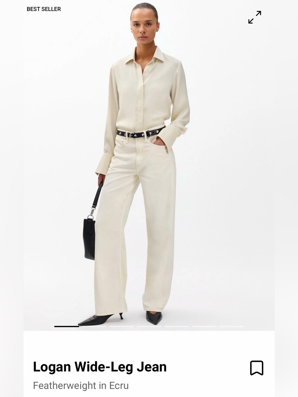 Rag & Bone Logan Wide-Leg Jean in Ecru Size 26 Best Seller Item